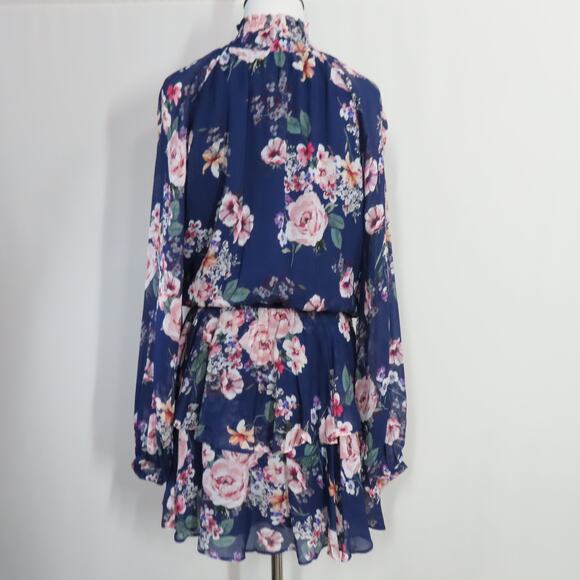 Yumi Kim Silkwood Navy Class Act Dress Long Sleeve Mock Neck Layered Size Small - Picture 4 of 8